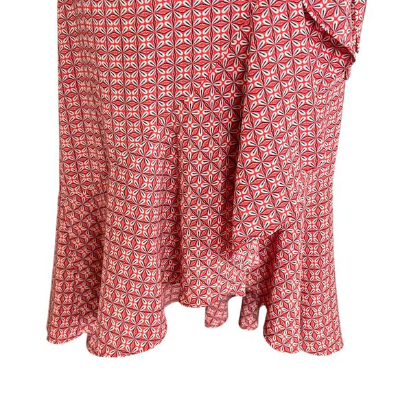 Max Studio Midi Wrap Dress Womens LARGE Ruffled Asymmetric Hem Feminine Romantic - Picture 4 of 11